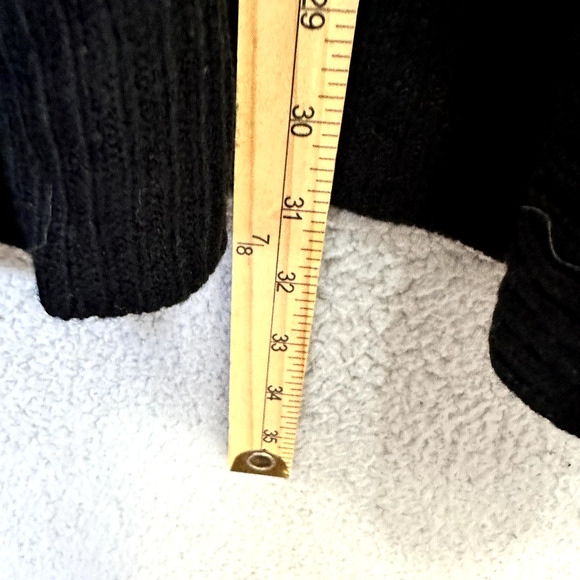 Neiman Marcus Cardigan Womens Large‎ Black Open Front Cold Shoulder Minimalist - Picture 4 of 7